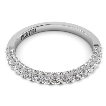 Pave Three Sided Diamond Wedding Band 0.60ct